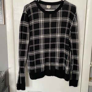 Black and White Plaid Pullover Sweater